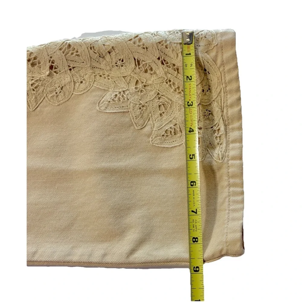 Y2K LAUREN Jeans Co 10 Sand Battenburg Lace Trim Pants Bootcut Leg Jeans Romance